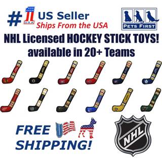 Pets First Dog Toy Tough Nylon med indre Squeaker Licenseret af NHL Chicago Blackhawks Hockey Stick Toy til hunde og katte. Spil hockey med dit k