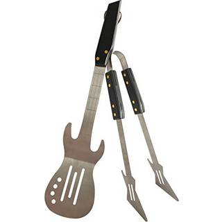 PEPKICN Rock-Guitar-Stil BBQ-værktøjssæt (2-delt): Ekstra holdbart rustfrit stål-spatel og tang med træhåndtag