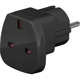 UK til EU strøm adapter til Schuko stikkontakter, sort | PRIS-MATCH