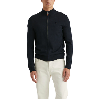 Morris Merino Zip Cardigan Navy