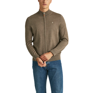 Morris Merino Zip Cardigan Brown
