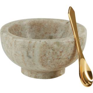 Marmor saltkar beige med ske - Bahne