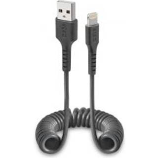 Lightning Cable Spiral 0,5m BK
