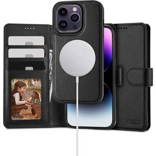 iPhone 15 Pro Tech-Protect Wallet Flip Cover m. Pung, Magnet & Ståfunktion - MagSafe Kompatibel - Sort