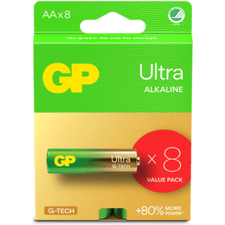 GP Ultra Alkaline AA-batteri, 15AU/LR6, 8-pak