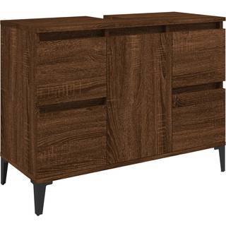 underskab til håndvask 80x33x60 cm konstrueret træ brunt eg