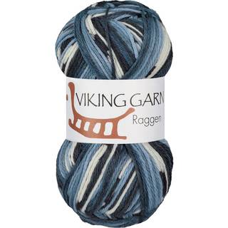 Viking Raggen 724 Multi grå/blå Indhold: 70% superwash uld, 30% nylon Vægt/længde: 150 g = ca. 225 meter Anbefalede pinde: 4.5 mm Strikkefasthed: 10 x 10 cm = 19 m Vask: Kan vaskes i vaskemaskinen 40°C / tørres fladt.