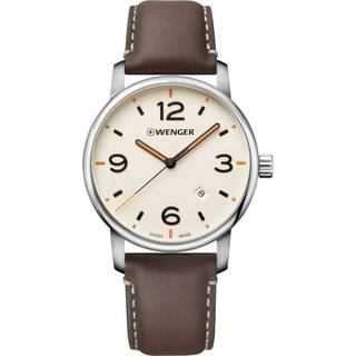 Wenger Urban Metropolitan Quartz Cream Dial Brown Leather Strap Men's Watch 01.1741.133