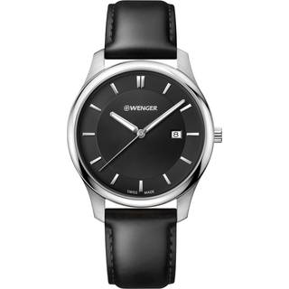 Wenger City Classic Black Dial Black Leather Strap Men's Watch 01.1441.101
