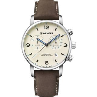 Wenger Metropolitan Chronograph Cream Dial Brown Leather Strap Men's Watch 01.1743.111