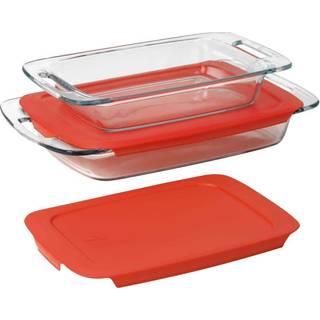 Pyrex Easy Grab 4-Piece Value Pack inkluderer 1-EA 3-QT Oblang 2-Qtoblong Red Plastic Covers