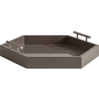 Kate og Laurel Lipton Modern Hexagon Bakke 18 x 15,5 Brun og s?lv dekorativ geometrisk serveringsbakke til opbevaring og display