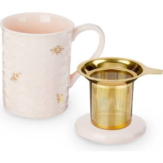 Pinky Up Annette Ceramic Cup med infuser og l?g rejse krus til l?s bladte -te -hjemmekontor Camping Picnic Party 12 Oz S?t med 1 Honeycomb