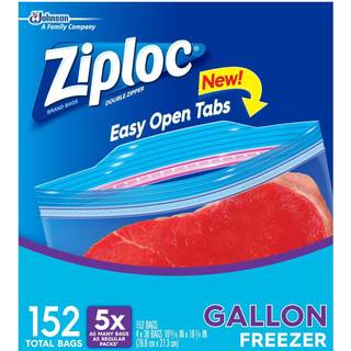Ziploc dobbelt lynls fryser gallon poser i alt: 152 poser (4 x 38 antal)