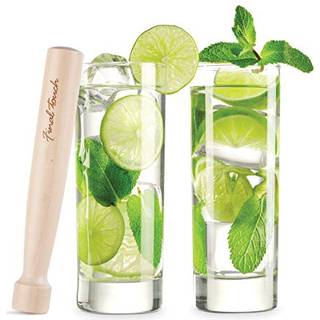 Slutlig touch premium mojito set - inkluderar 2 Tom Collins Glasses & Wood Muddler - 10oz Slim Highball Glasses with Thick Base - Komplett cockta