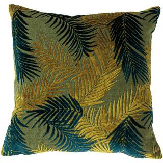 Paoletti Riva Paoletti Gold/Teal Blue Palm Grove Velvet Polyester Filled Cushion