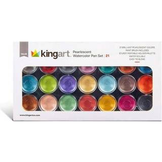 Kingart Watercolor Pan Set Pearlescent Colours 21 Unikke nuancer og pensel