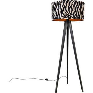 Gulvlampe Tripod sort med zebra-skærm 50 cm - Tripod Classic