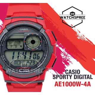 Herre Casio Illuminator Verdensur i Rød (Ø 43 mm)