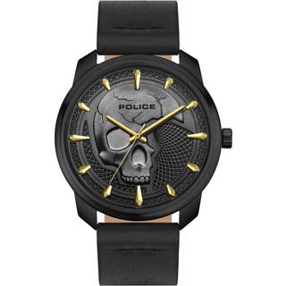 Police PL15714JSB.61 Herrenuhr Bleder Schwarz/Goldfarben