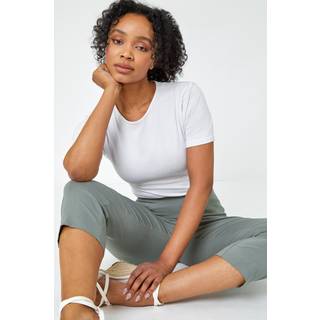 Roman Roman Green Petite Cropped Stretch Capri Trousers