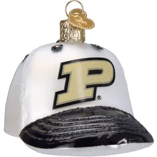 Old World Christmas Purdue Baseball Cap Glass bl?st ornament til juletr?