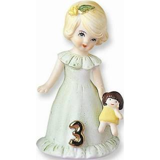 Enesco vokser op piger blond alder 3 porcel?nsfigur 3,25 gylden gr?n