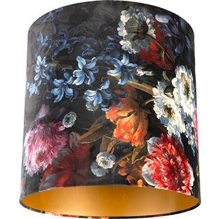 Fløjlsskärm med blomsterdesign 40/40/40 guld indvendig