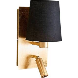 Lindby væglampe Aiden, 30 cm, sort, guld, LED-læselampe