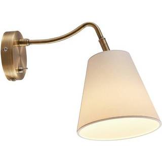 Lindby væglampe Ethan, hvid/gammel messing, stik, 28 cm, E14