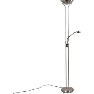 Lindby LED-gulvlampe Josefin, nikkel, læselampe, dæmpbar