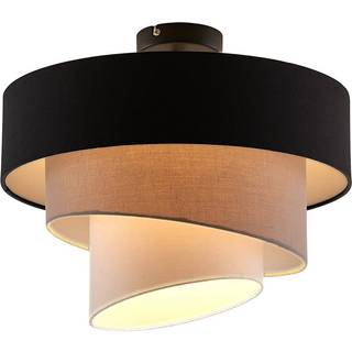 Lindby loftlampe Coria, sort/grå/hvid, Ø 40 cm, E27