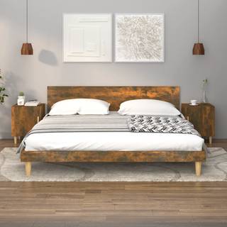 sengeborde 2 stk. konstrueret træ røget egetræsfarve