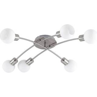 Lindby Agmar loftlampe, nikkelfarvet, glas, 6 lyskilder, E14