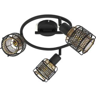Lindby Eudoria loftlampe, 3 lyskilder, sort/guld