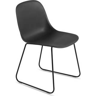Muuto Fiber stol stålmeder plastsæde Black/Anthracite Black