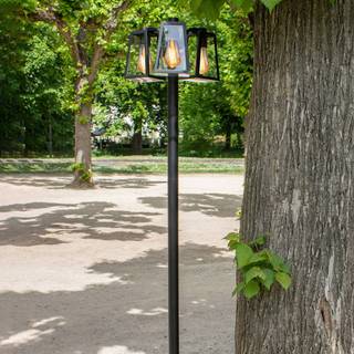 LUTEC FIA lygtepæl, 3 lyskilder, H186,8 cm, E27, IP44, sort