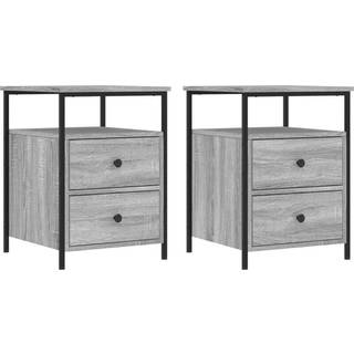 sengeborde 2 stk. 44x45x60 cm konstrueret træ grå sonoma-eg