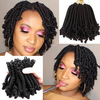 8 pakker kort Bob Spring Twist h?klet h?r 6 tommer Pretwisted Passion Twist Hair Pre looped h?klet fletninger H?r til sorte kvinder (6 tommer 1B#
