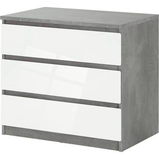 Nada kommode lav 3 skuffer beton dekor/hvid højglans.