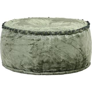 puf 40x20 cm rund velour grøn