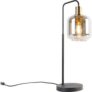 Smart bordlampe sort med guld og røgglas inkl. Wifi A60 - Zuzanna