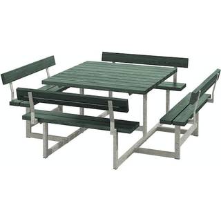 PLUS Picnic bord/bænkesæt med 4 ryglæn, ReTex, grøn, 224 cm
