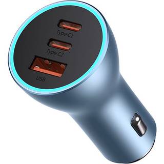 Baseus Car charger Golden Contactor Pro 2x USB-C 1x USB 65W (blue)
