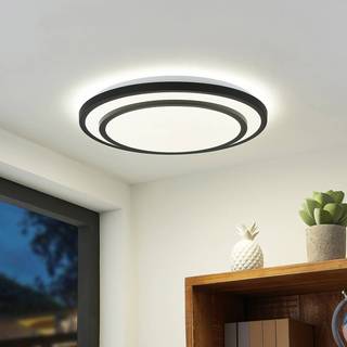 Lindby LED-loftlampe Essina, sort, metal, CCT, dæmpbar.