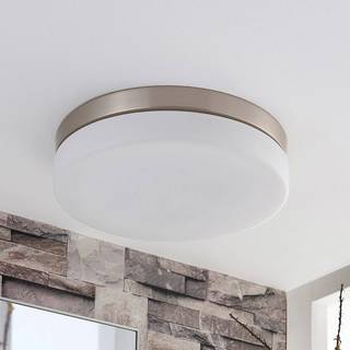 Lindby loftlampe til badeværelset Amilia, Ø 30 cm, E27, nikkel, glas