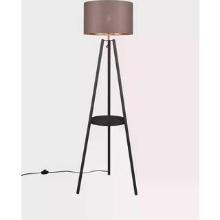 Colette gulvlampe, trebenet fod, sort/gråbrun