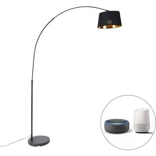 Smart buegulvlampe sort med guld inkl. Wifi A60 - Arc Basic