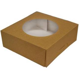 Kageæske Hængslet Låg Høj 230x230x80mm Brun/hvid 100 Stk.