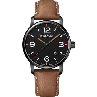Wenger Urban Metropolitan Quartz Black Dial Brown Leather Strap Men's Watch 01.1741.134